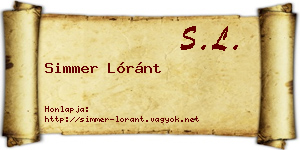 Simmer Lóránt névjegykártya